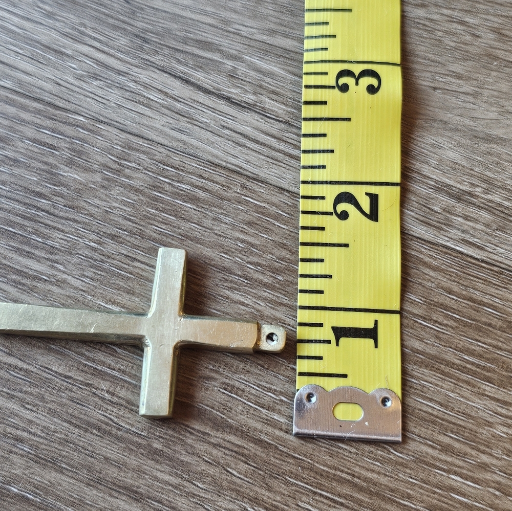 Beautiful Solid Brass Gold Colored Cross Pendent - image 7